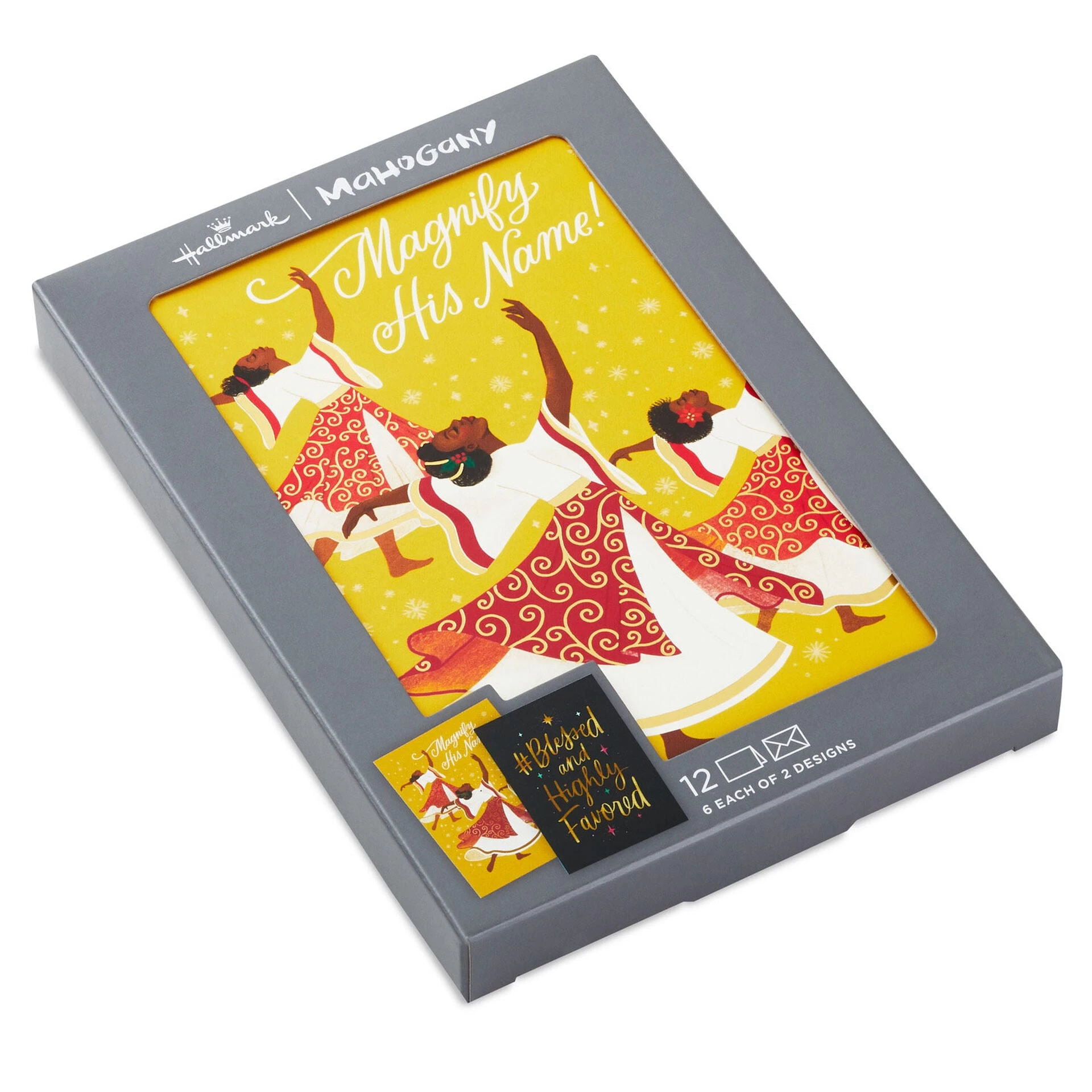 Hallmark Dancing Ladies And Blessed Lettering Boxed Christmas Cards, Pack Of 12 3 Hallmark Dancing Ladies And Blessed Lettering Boxed Christmas Cards, Pack Of 12