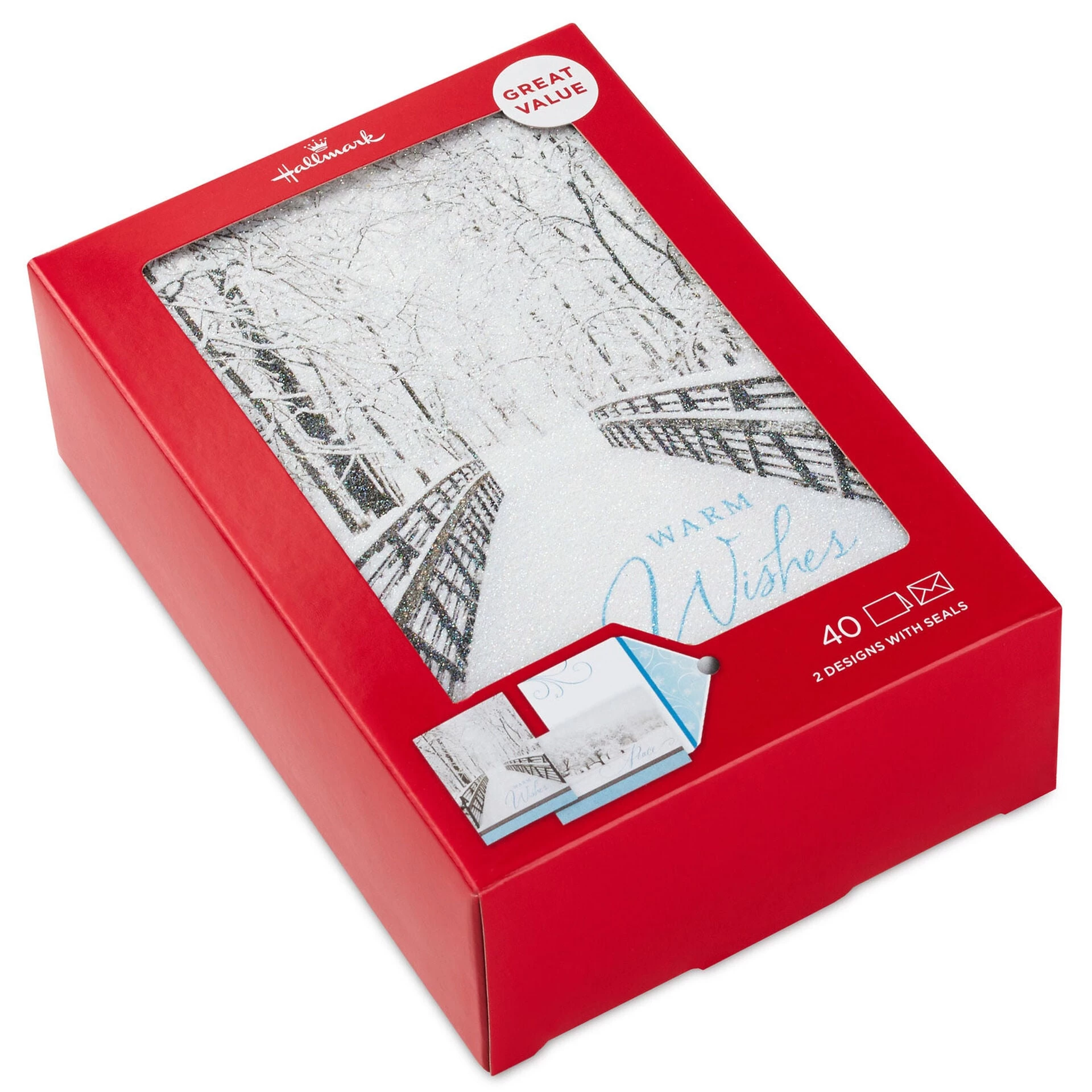 Hallmark Trees In Snow And Snowy Bridge Boxed Holiday Cards With Seals, Pack Of 40 3 Hallmark Trees In Snow And Snowy Bridge Boxed Holiday Cards With Seals, Pack Of 40