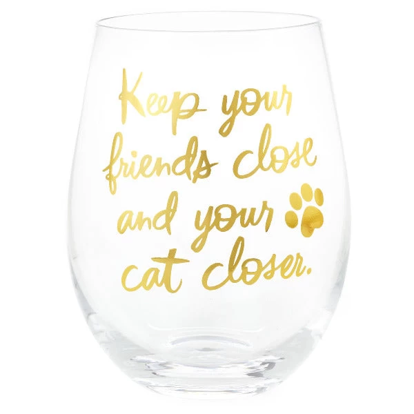 Hallmark Keep Your Cat Closer Stemless Wine Glass, 17 Oz. 3 Hallmark Keep Your Cat Closer Stemless Wine Glass, 17 Oz.
