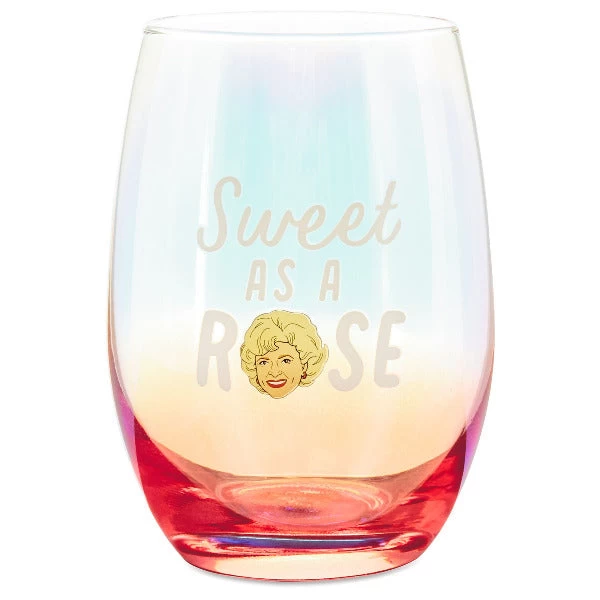 Hallmark Rose The Golden Girls Stemless Wine Glass, 16 Oz. 3 Hallmark Rose The Golden Girls Stemless Wine Glass, 16 Oz.