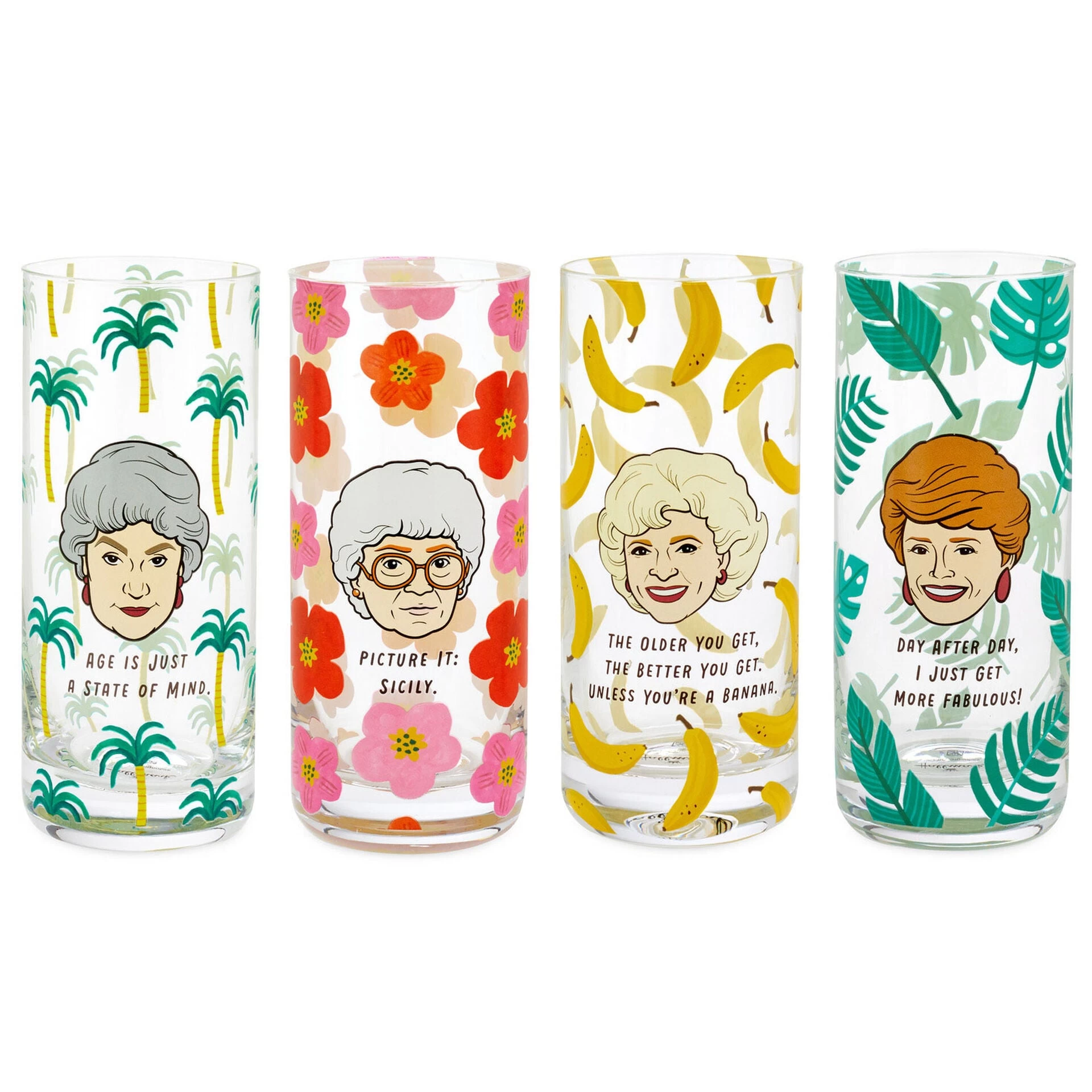 Hallmark The Golden Girls Glasses, Set Of 4 3 Hallmark The Golden Girls Glasses, Set Of 4