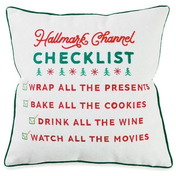 Hallmark Channel Checklist Throw Pillow, 16x16 3 Hallmark Channel Checklist Throw Pillow, 16x16