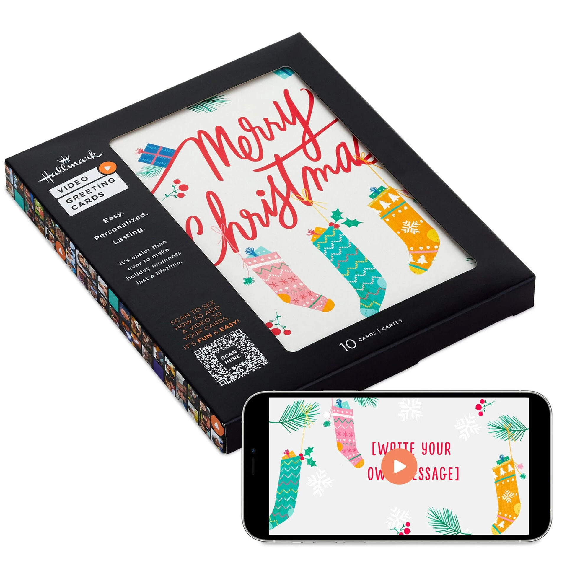 Hallmark Holiday Stockings Boxed Christmas Video Greeting Cards, Pack Of 10 3 Hallmark Holiday Stockings Boxed Christmas Video Greeting Cards, Pack Of 10