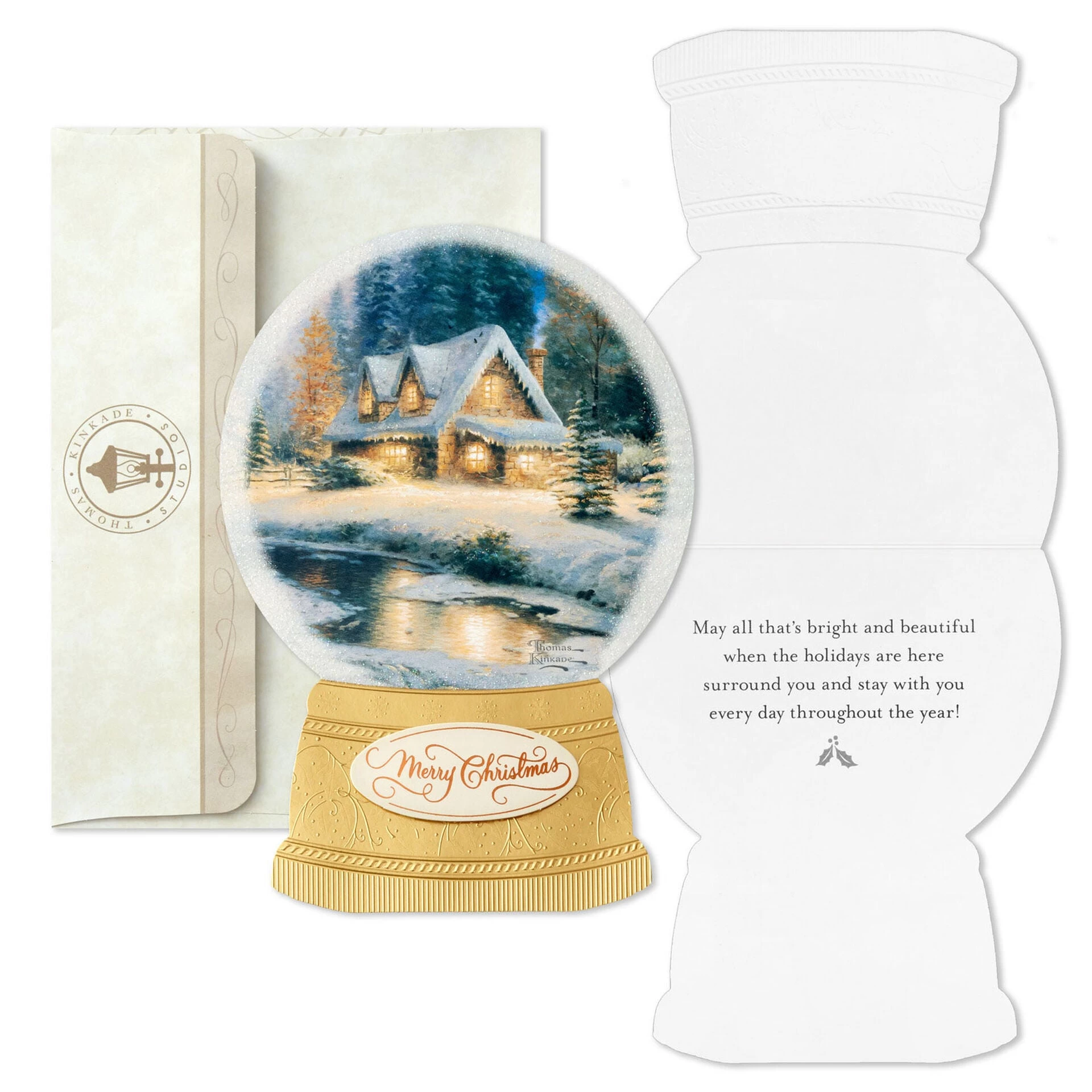 Hallmark Thomas Kinkade Cottage In Snow Globe Boxed Christmas Cards, Pack Of 12 4 Hallmark Thomas Kinkade Cottage In Snow Globe Boxed Christmas Cards, Pack Of 12 - Image 2