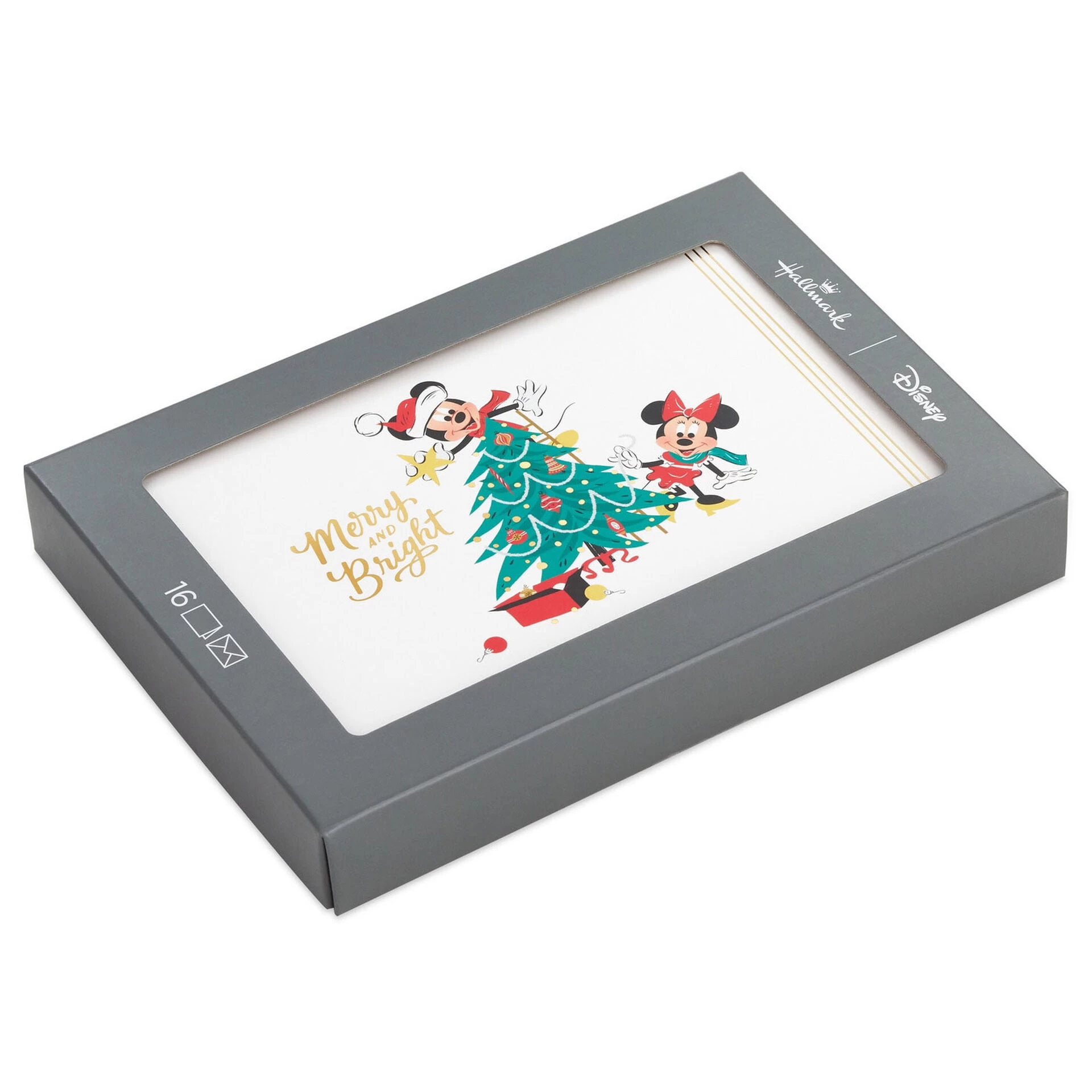 Hallmark Disney Mickey Mouse And Disney Minnie Mouse Merry And Bright Boxed Christmas Cards, Pack Of 16 3 Hallmark Disney Mickey Mouse And Disney Minnie Mouse Merry And Bright Boxed Christmas Cards, Pack Of 16