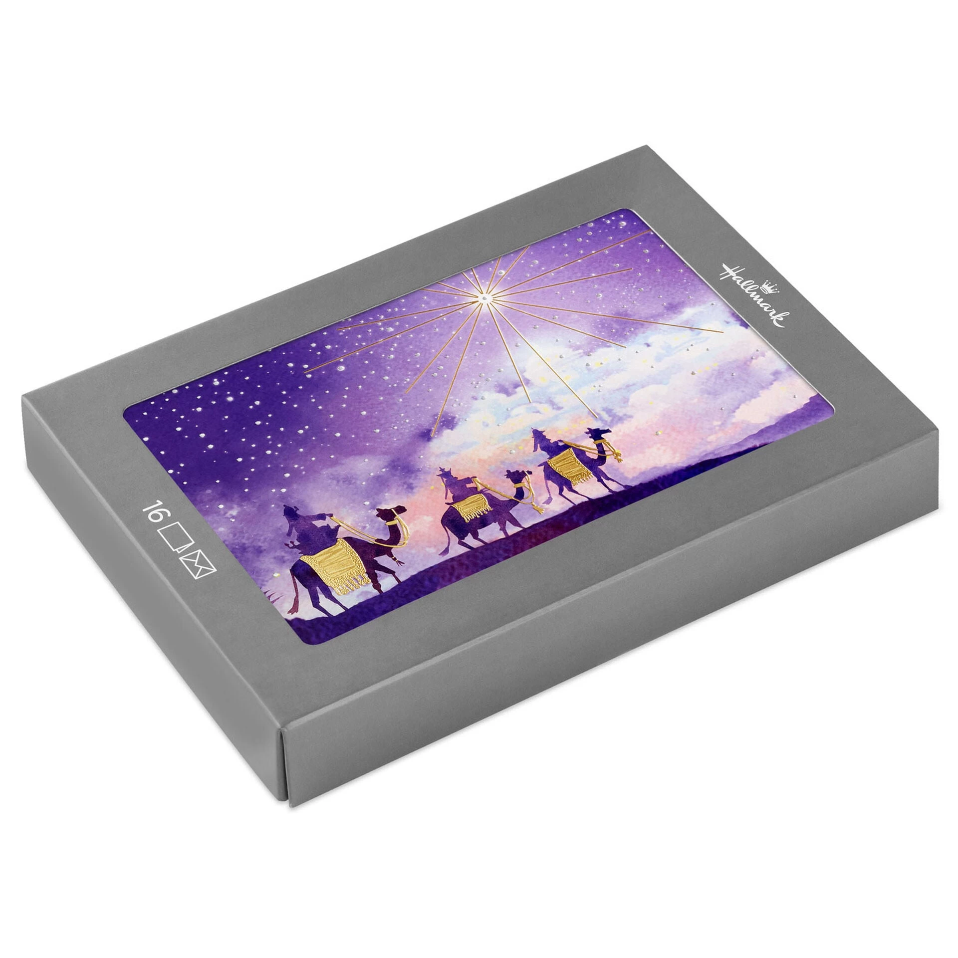 Hallmark Wise Men Purple And Gold Boxed Christmas Cards, Pack Of 16 3 Hallmark Wise Men Purple And Gold Boxed Christmas Cards, Pack Of 16