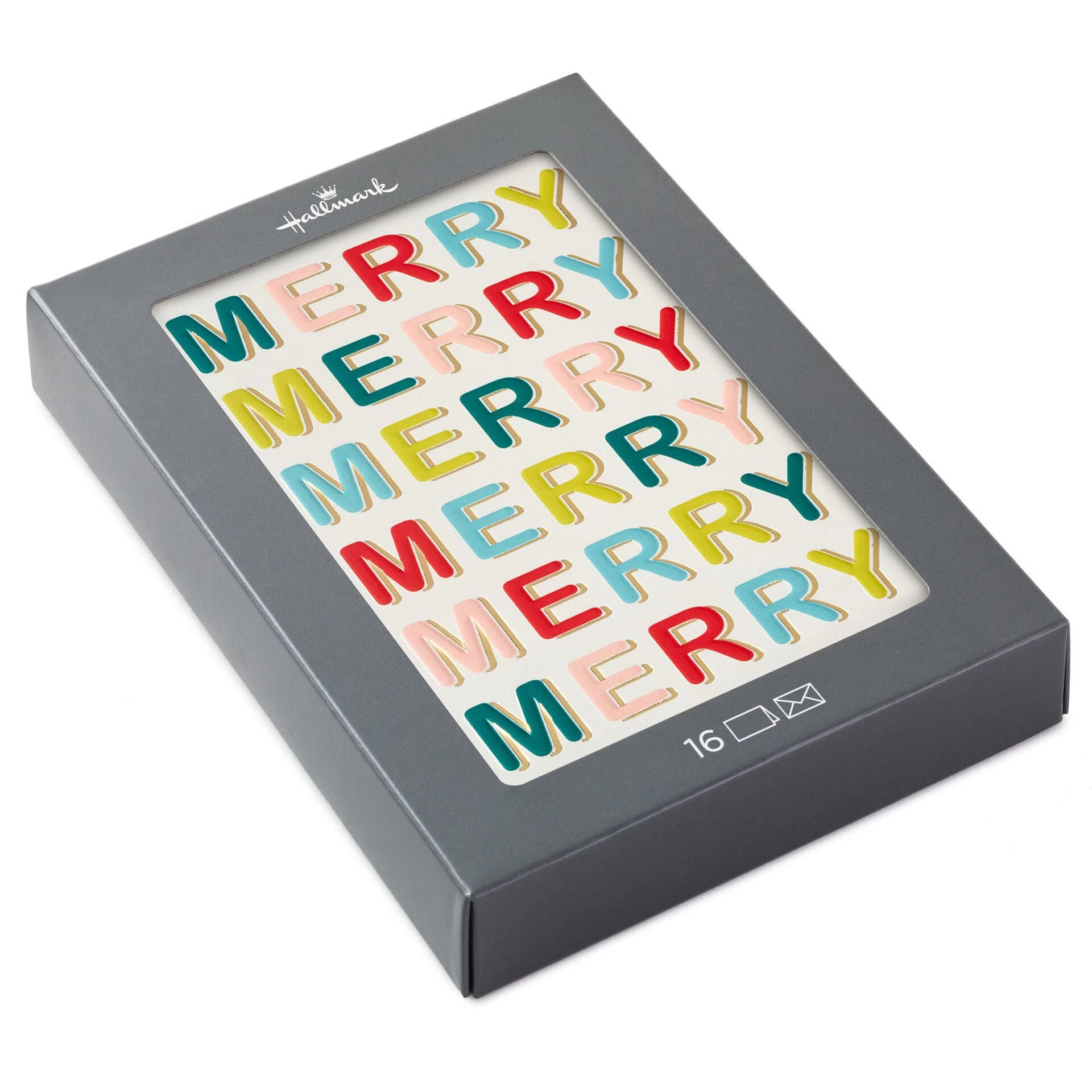 Hallmark Multicolor Merry Boxed Christmas Cards, Pack Of 16 3 Hallmark Multicolor Merry Boxed Christmas Cards, Pack Of 16