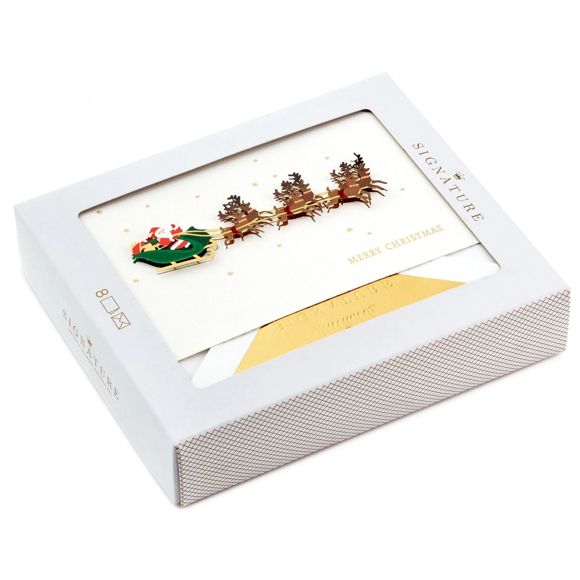 Hallmark Santa Flying With Reindeer Boxed Christmas Cards, Pack Of 8 3 Hallmark Santa Flying With Reindeer Boxed Christmas Cards, Pack Of 8
