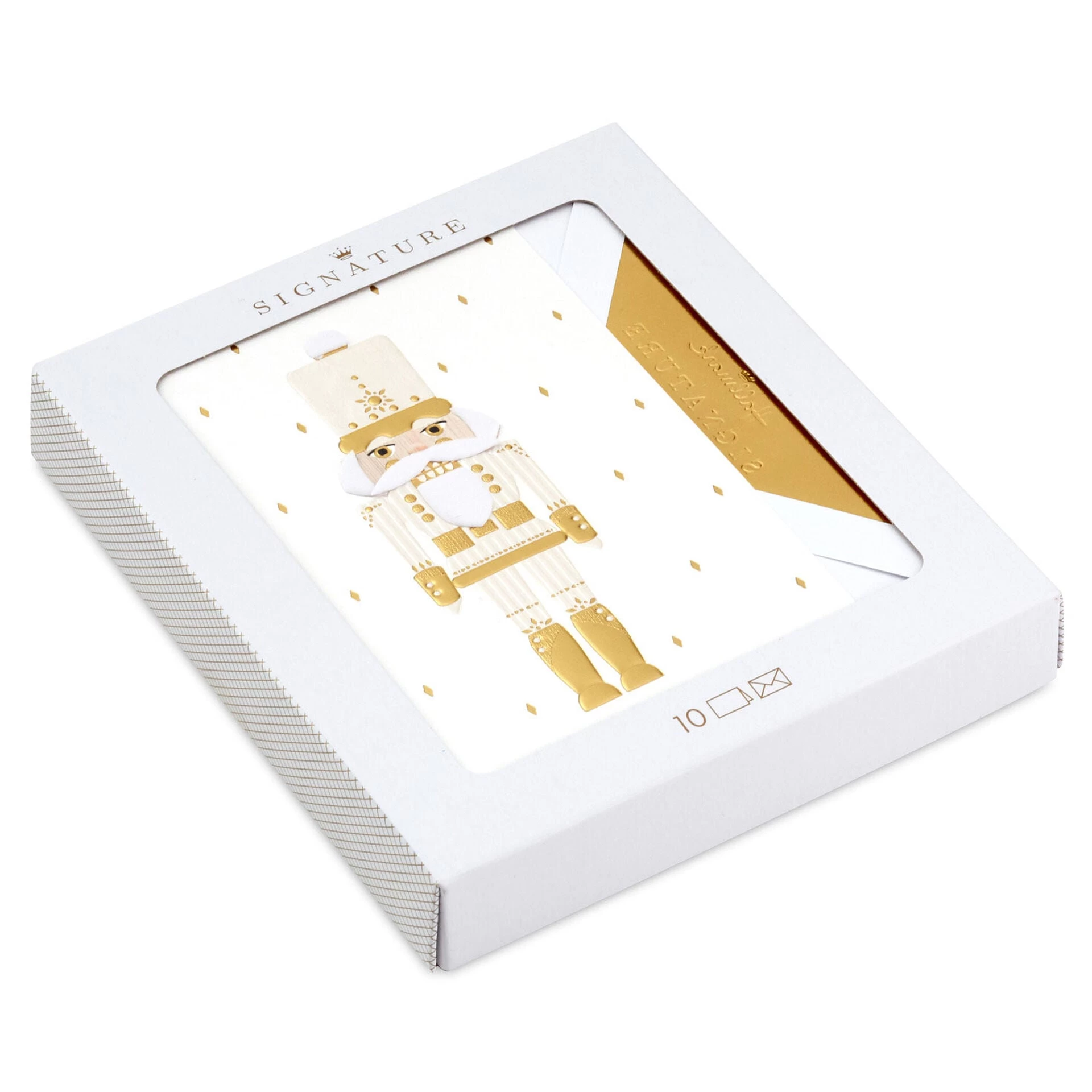 Hallmark Ivory And Gold Nutcracker Boxed Christmas Cards, Pack Of 10 3 Hallmark Ivory And Gold Nutcracker Boxed Christmas Cards, Pack Of 10