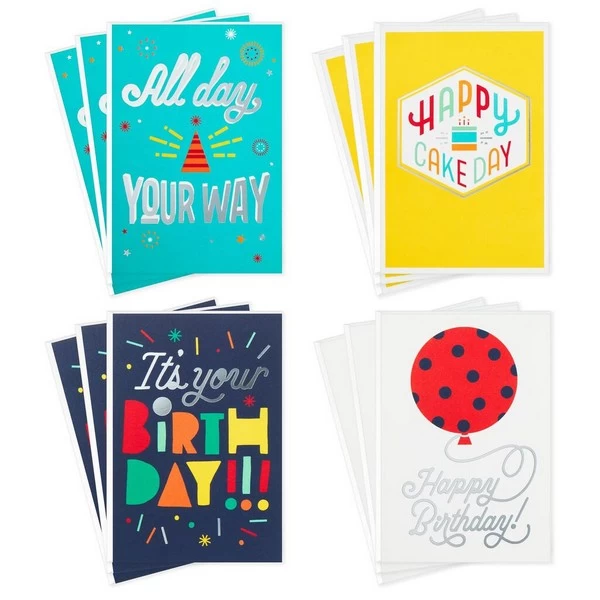 Bold And Bright Assorted Birthday Cards, Pack Of 12 3 Bold And Bright Assorted Birthday Cards, Pack Of 12