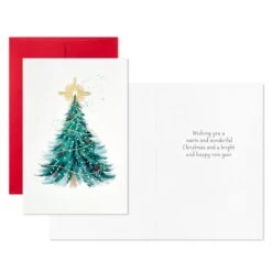 Hallmark Elegant Evergreen With Star Packaged Christmas Cards, Set Of 5 -Toy Store Christmas Tree Packaged Christmas Cards 1XPX1193 03