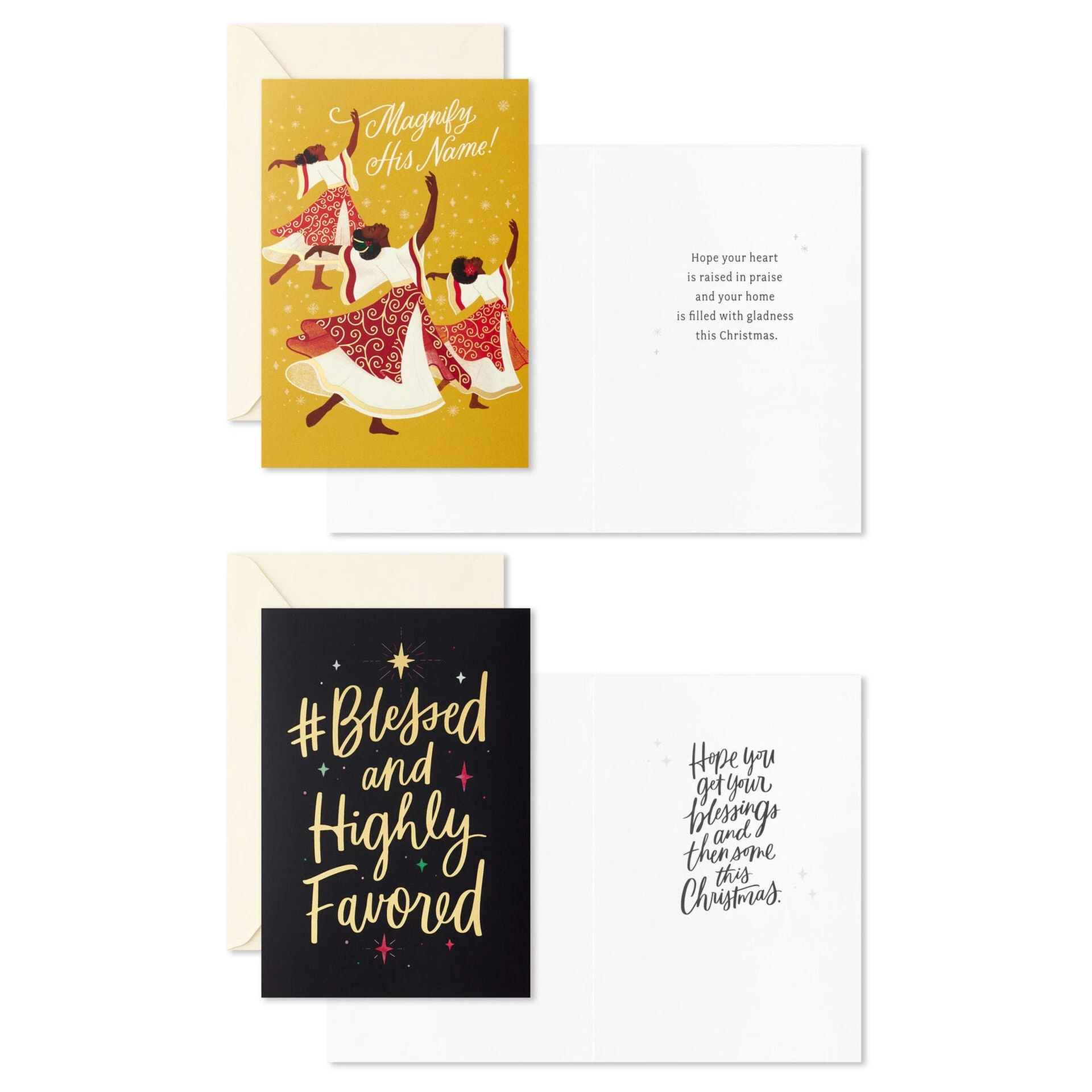 Hallmark Dancing Ladies And Blessed Lettering Boxed Christmas Cards, Pack Of 12 4 Hallmark Dancing Ladies And Blessed Lettering Boxed Christmas Cards, Pack Of 12 - Image 2