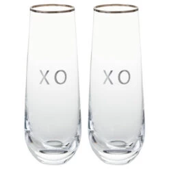 Hallmark XO Stemless Champagne Flutes, Set Of 2