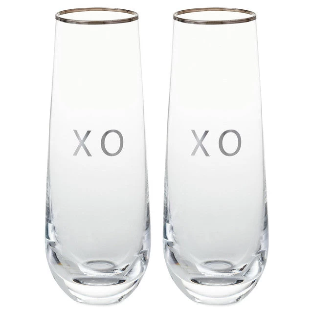 Hallmark XO Stemless Champagne Flutes, Set Of 2 3 Hallmark XO Stemless Champagne Flutes, Set Of 2