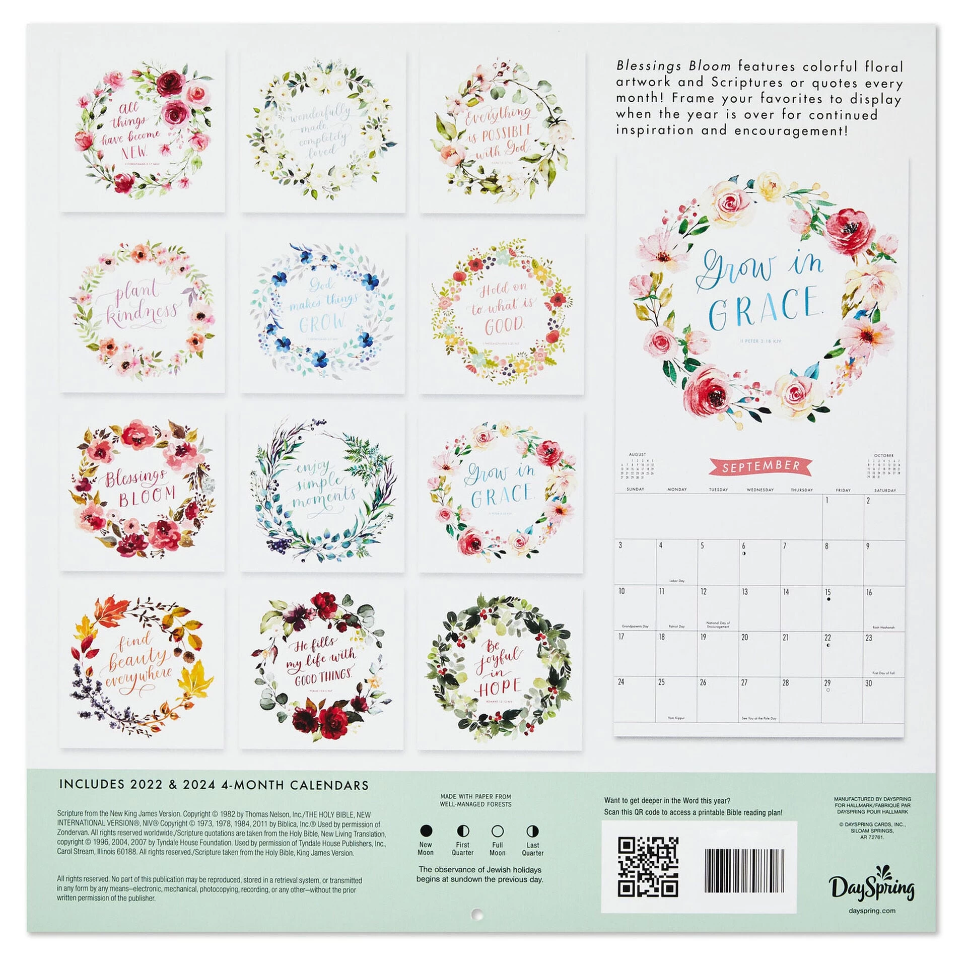 Hallmark Blessings Bloom Flowers And Scripture Verses 2023 Wall Calendar, 12-Month 4 Hallmark Blessings Bloom Flowers And Scripture Verses 2023 Wall Calendar, 12-Month - Image 2