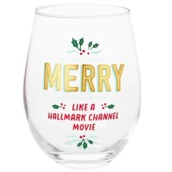 Merry Like Hallmark Channel Stemless Wine Glass, 17 Oz.