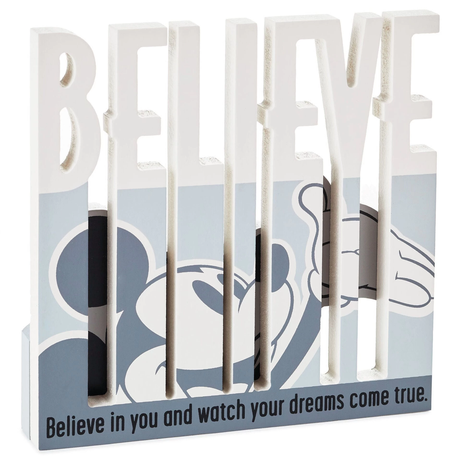 Hallmark Disney Mickey Mouse Believe Wood Quote Sign, 6x6 3 Hallmark Disney Mickey Mouse Believe Wood Quote Sign, 6x6