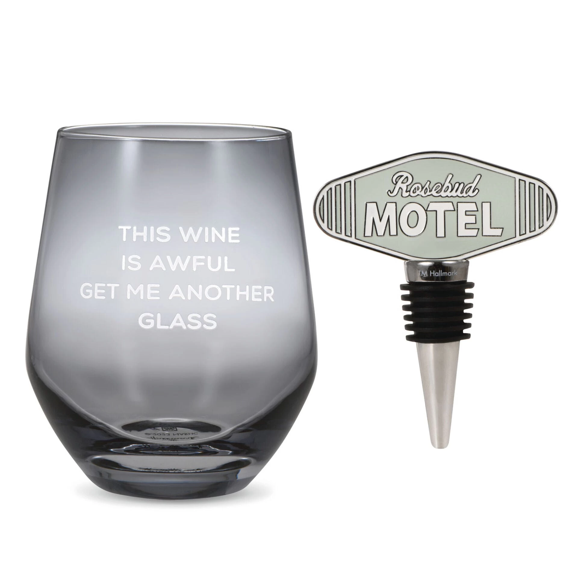Hallmark Schitt's Creek® Stemless Wine Glass And Bottle Stopper, Set Of 2 3 Hallmark Schitt's Creek® Stemless Wine Glass And Bottle Stopper, Set Of 2