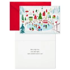 Hallmark Village Ice Skaters Boxed Christmas Cards, Pack Of 40 -Toy Store Village Ice Skaters Bulk Boxed Christmas Cards 1XPX1061 03