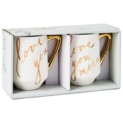 Hallmark Love You And Love You More Mugs, Set Of 2 5 Hallmark Love You And Love You More Mugs, Set Of 2 -Toy Store White and Gold Love You and Love You More Mugs 1ERL1147 02